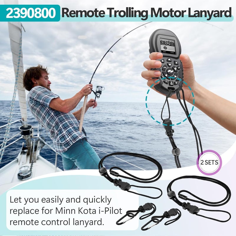Joworthy 2 Sets 2390800 Remote Trolling Motor Lanyard with Carabiner - Compatible with Minn Kota i-Pilot Remote 1.6/3.0, Replacement Lanyard for i-Pilot Remote - Image 3